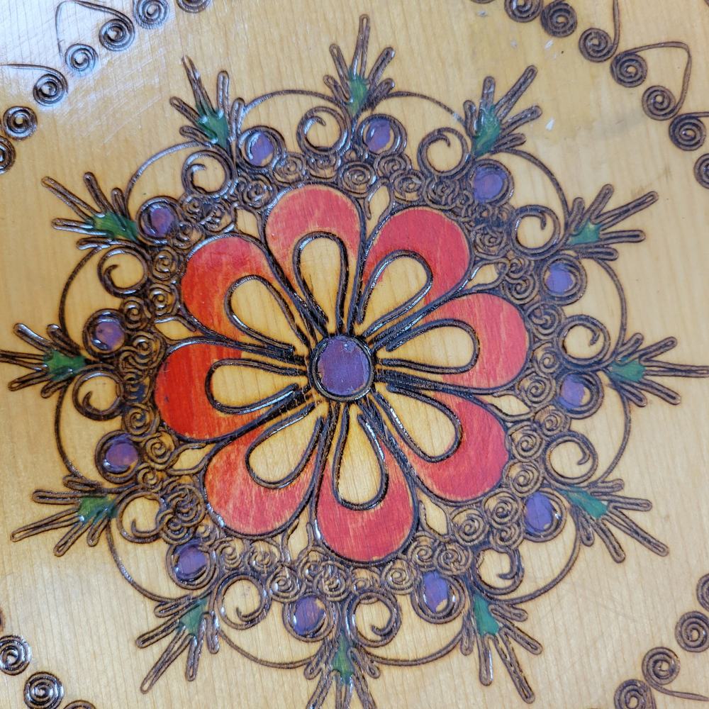 Home Wall Decor One Size Brown Wooden Floral Hanging‎ Geometric Circular Art